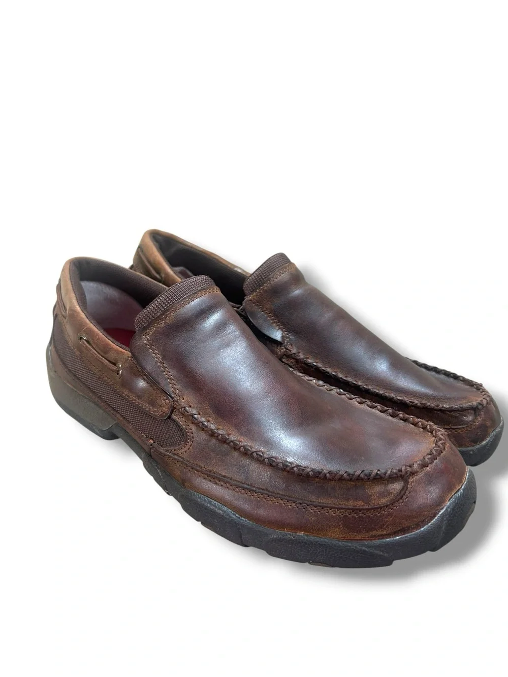 Men's Twisted X Brown Leather Slip On Driving Moccasins Size 13 Wide